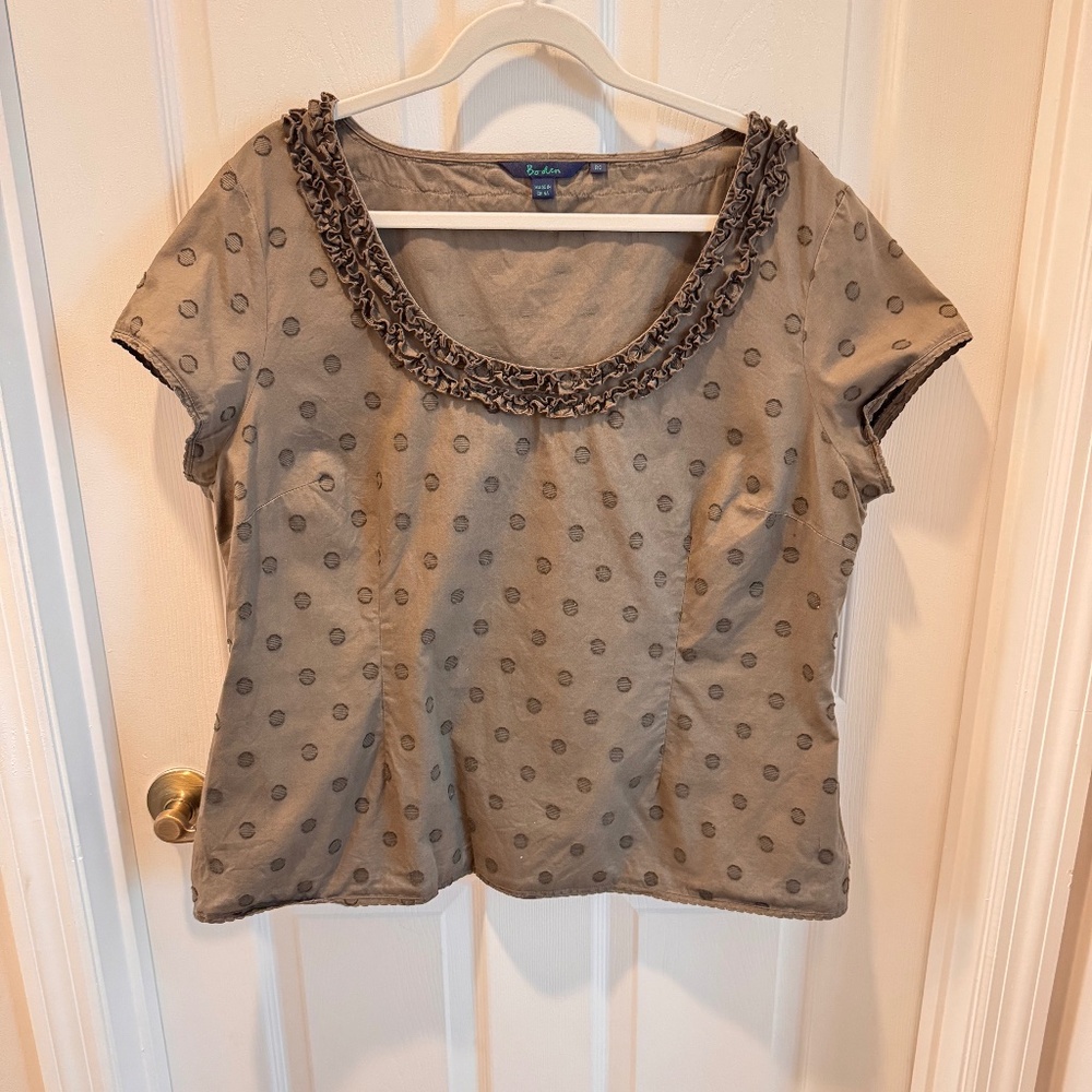 Woman's Brown Ruffle Top, Boden, Size 18/20
